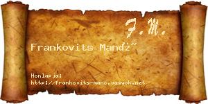Frankovits Manó névjegykártya